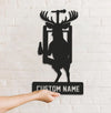Maxcorners Personalized Deer Hunting Metal Sign WITH LED/WITHOUT LED, Rustic Wall Decor for Cabin, Lodge, Mancave, Unique Wildlife Gift MT0110