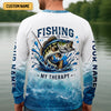 Joycorners Fishing Is Therapy Funny Fishing Shirt, Mens SPF Shirt, Fishing Gifts For Men, Bass Fishing
