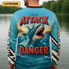 Joycorners Shark Fishing SPF Shirts, Shark Attack Danger Area Fishing Shirts For Men, Funny Fisherman Gift