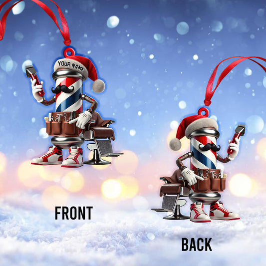 Joycorners Custom Name Barber Ornament, Christmas Decoration for Barber Shop 2D Flat LM2211