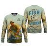 Joycorners Born To Fish Forced To Work SPF Shirt For Men, Funny Fishing Shirt, Gift For Fisherman