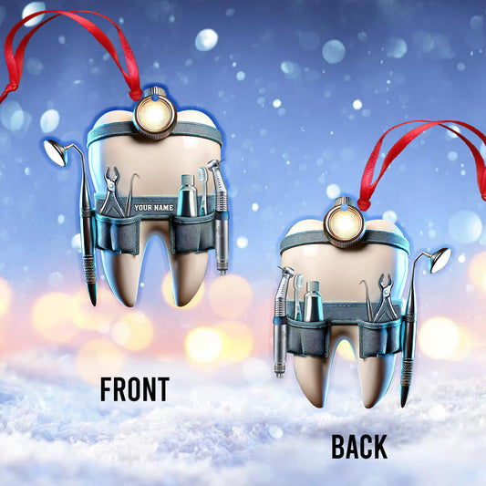 Joycorners Custom Name Dentist Ornament, Dentist Christmas Gift 2D Flat LM2211