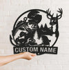 Maxcorners Personalized Deer and Fish Hunting Metal Sign WITH LED/WITHOUT LED, Rustic Cabin Wall Decor, Wildlife Outdoor Lodge Gift MT0110