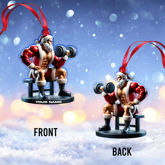Joycorners Custom Name Santa Gym Ornament, Gymnastics Christmas Gift 2D Flat LM2211