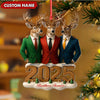 Joycorners Personalized Brothers Forever 2025 Christmas Ornament, Custom Name Deer Trio in Suits, Funny Family Brother Gift Decor MT2411