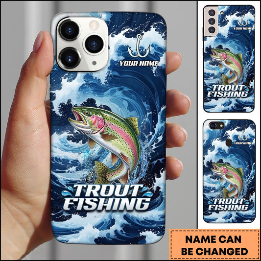 Joycorners Trout Fishing Blue Water Wave Premium Style Sport Personalized Name Phone Case