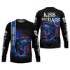 Joycorners Kiss My Bass Patriotic Fishing Shirt, SPF Shirt, Funny Fishing Shirt, Fishing Shirts For Men, Bass Fishing