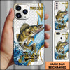 Joycorners Fishing Phone Case Splash Water Gold Lightning Pattern Personalized Name Phone Case (8 Fish Species)