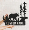 Maxcorners Personalized Bear Metal Sign WITH LED/WITHOUT LED Light Custom Name Mountain Scene Wall Art Cabin Lodge Rustic Decor Gift MT0110