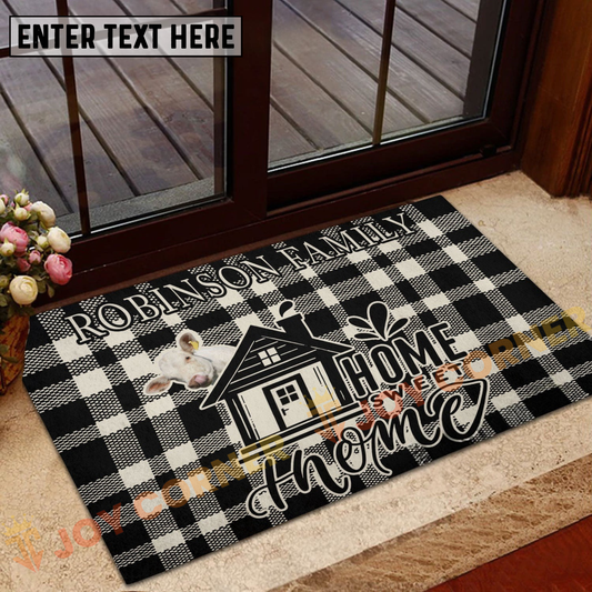 Joycorners Personalized Cow Farmhouse Plaid Doormat (11 Cattle Breeds)