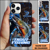 Joycorners Fishing Blue Flame Smoke Line Premium Style Sport Personalized Name Phone Case (8 Fish Species)