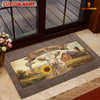 Joycorners Cow With Sunflower Rustic Barn Farm Name Doormat (10 Cattle Breeds)
