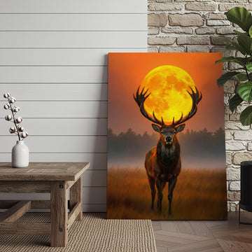 Joycorner Majestic Deer Full Moon Night Landscape Canvas