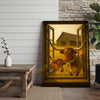 Joycorners Texas Longhorn Cattle at Barn Window Western Country Wrapped Canvas Wall Art