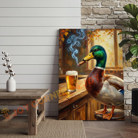 Joycorner Mallard Duck Cigar Beer Bar Scene 3D Wrapped Canvas