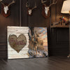 Joycorner Deer Couple Heart Carved Wood Rustic Personalized Canvas