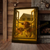 Joycorners Texas Longhorn Cattle at Barn Window Western Country Wrapped Canvas Wall Art