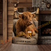 Joycorners Cattle Cow Cozy Farmhouse Highland Cow Relaxing On Sofa Personalized Name Canvas