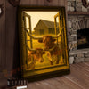 Joycorners Texas Longhorn Cattle at Barn Window Western Country Wrapped Canvas Wall Art