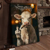 Joycorner Charolais Smoking Cow Flipping Finger Attitude Wall Art Custom Name Rustic Canvas