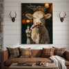 Joycorner Charolais Smoking Cow Flipping Finger Attitude Wall Art Custom Name Rustic Canvas