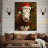 Joycorner Hereford Cow Santa Hat Christmas Tree 3D Wrapped Canvas