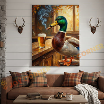 Joycorner Mallard Duck Cigar Beer Bar Scene 3D Wrapped Canvas