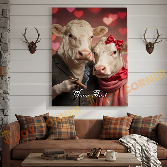 Joycorners Cattle Cow Funny Romantic Charolais  Couple Personalized Name Canvas