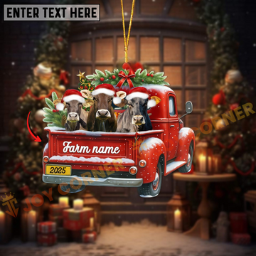 Joycorners Personalized Brown Swiss Christmas Farm Truck Custom Shape Acrylic Ornament