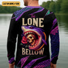 Joycorners The Lone Below Shark And Skull Purple Fishing Shirt, SPF Shirt For Men, Men's Fishing Shirt