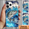 Joycorners Crappie Jumping Out Of Ocean Wave Blue Splash Art Personalized Name Phone Case