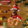 Joycorners Personalized Deer Christmas Ornament, 67 Gingerbread Number Decoration 2025, Funny Buck Birthday Holiday Tree Gift MT2411