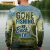Joycorners Gone Fishing Be Back Never Sasquatch Fishing SPF Shirt, Performance Fishing Shirts, Men's Fishing Shirt