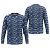 Joycorners Blue Fish Pattern Performance Fishing Shirts, SPF Shirt For Men, Hooded Fishing Shirt, Fishing Shirts For Men