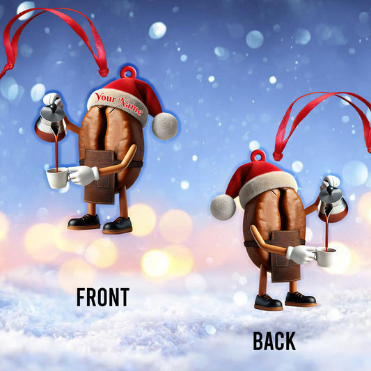 Joycorners Custom Name Santa Coffee Ornament, Home Decor Christmas Gift 2D Flat LM2211