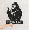 Maxcorners Personalized Bigfoot Metal Sign WITH LED/WITHOUT LED Light, Funny Sasquatch Middle Finger Wall Art, Hunter Gag Gift for Man Cave or Garage MT0110