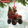 Joycorners Personalized Funny Deer Truck Acrylic Christmas Ornament – Custom Name Gift for Hunters & Outdoor Lovers MT1111