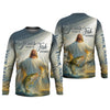Joycorners Even Jesus Has A Fish Story Funny Fishing Shirt, SPF Shirt For Men, Men Long Sleeve Shirt
