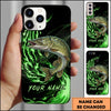 Joycorners Fishing Green Flame Energy Personalized Name Phone Case (10 Fish Species)