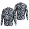 Joycorners Blue Camo Performance Fishing Shirts, SPF Shirt For Men, Hooded Fishing Shirt, Fishing Shirts For Men
