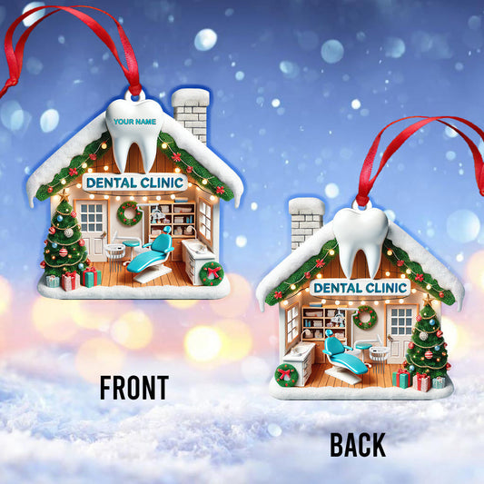 Joycorners Custom Name Dental Clinic Ornament, Christmas Gift for Dentist 2D Flat LM2211