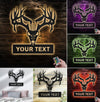 Maxcorners Personalized Deer Skull Metal Sign WITH LED/WITHOUT LED – Rustic Hunting Cabin Wall Decor, Gift for Hunters MT0110