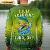 Joycorners I Just Freaking Love Tuna Custom Name Fishing UPF Shirts, Gift For Fisherman, Men's Fishing Shirt