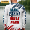 Joycorners Make Fishing Great Again Patriotic Fishing Shirt, Red White Blue SPF Shirt For Men, Fishing Shirts For Men