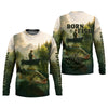 Joycorners Born To Fish Forced To Work Fishing SPF Shirts, Custom Fishing Shirts, Fishing Shirts For Men, Funny Fisherman Gift