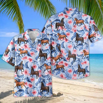 Joycorners Floral Hackney Horse Lover Hawaiian Shirt