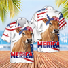 Joycorners Funny Merica Cows USA Sunglasses Patriotic 3D Hawaiian Shirt (10 Breeds)