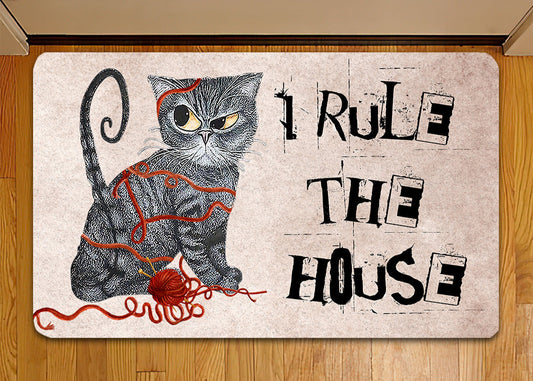 Joycorners Funny Cat Doormat, I Rule The House Gift For Cat Lovers, New Home Gift, Housewarming Gift, Cat Decor LM0210