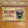 Joycorners Cow Highland Doormat, Welcome To Our Farmhouse Gift For Cow Lovers, New Home Gift, Housewarming Gift, Cow Decor LM0210