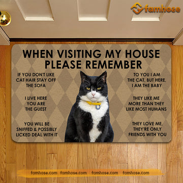 Joycorners Cat Doormat, Please Remember I Live Here You AreThe Guest Gift For Cat Lovers, New Home Gift, Housewarming Gift, Cat Decor LM0210